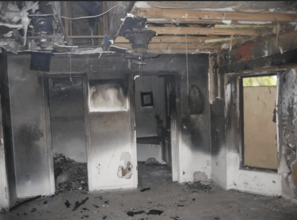 Fire Damage Restoration before bedroom